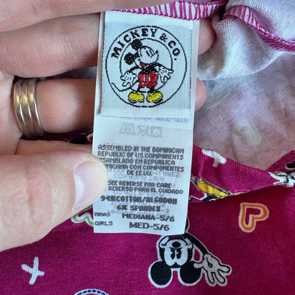 VTG Mickey & Co Disney Girls 5/6 Raspberry Pink Mickey Mouse Leggings Hearts NEW